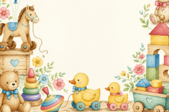 Download Watercolor Baby Toys Celebration Frame C - Watercolor Collection