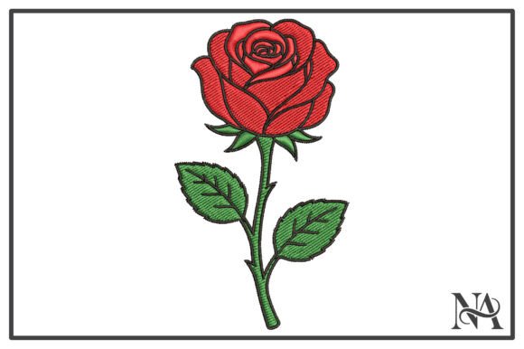 Download Classic Red Rose Stem Embroidery Design - Classic Collection