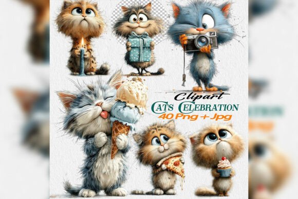 Download Birthday Cat Clipart PNG Party Bundle - Art Collection